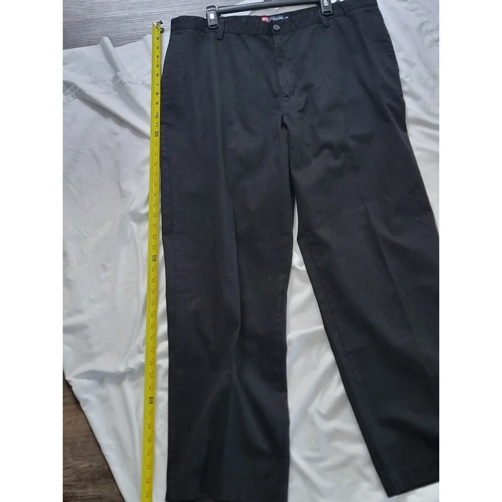 Chaps Mitchell Mens Black Relaxed Fit Flat Front Cotton Pants 40x32‎ NWT